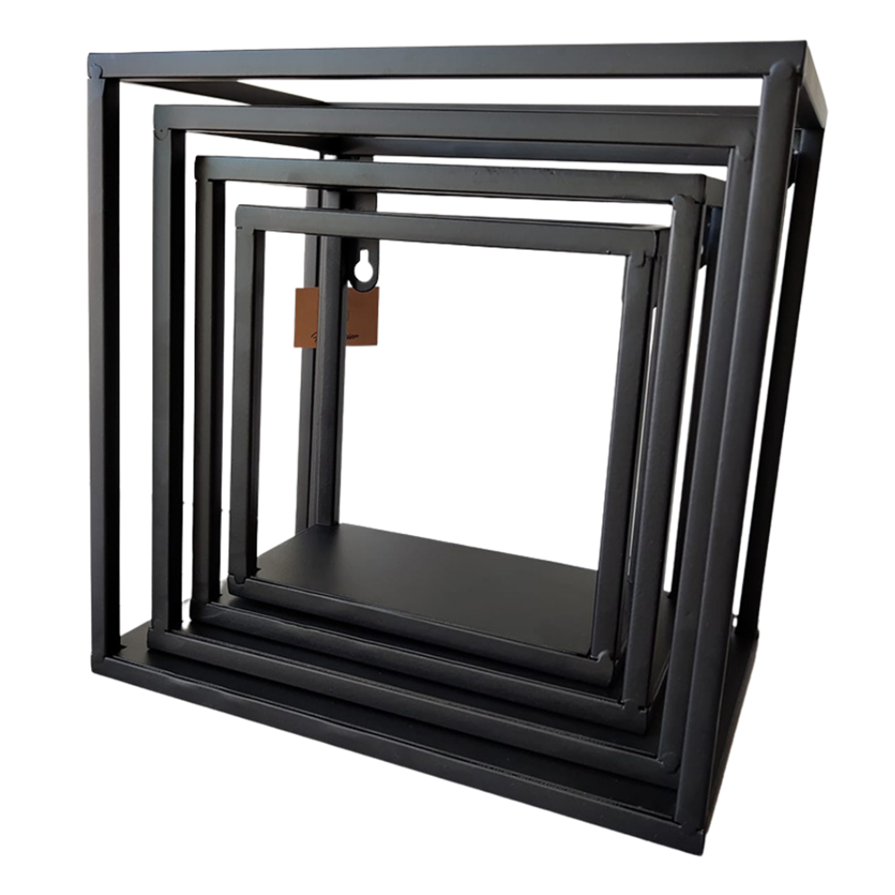 Wandregal aus Metall l Metallregal l 4er Set l Schwarz - Hansmeier