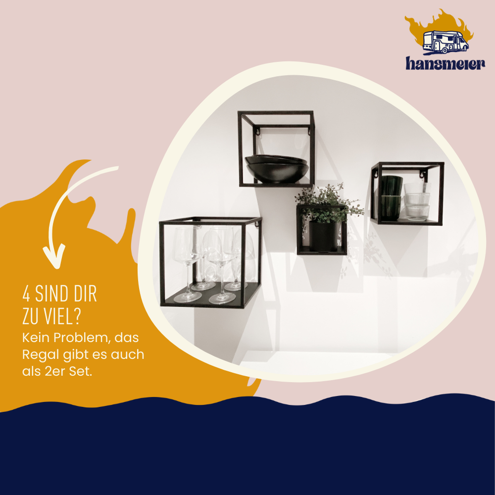 Wandregal aus Metall l Metallregal l 4er Set l Schwarz - Hansmeier
