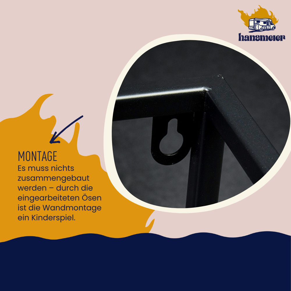 Wandregal aus Metall l Metallregal l 4er Set l Schwarz - Hansmeier