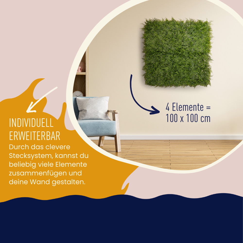 Pflanzenwand Modell Farn | 50 x 50 cm | Wand-Dekoration - Hansmeier