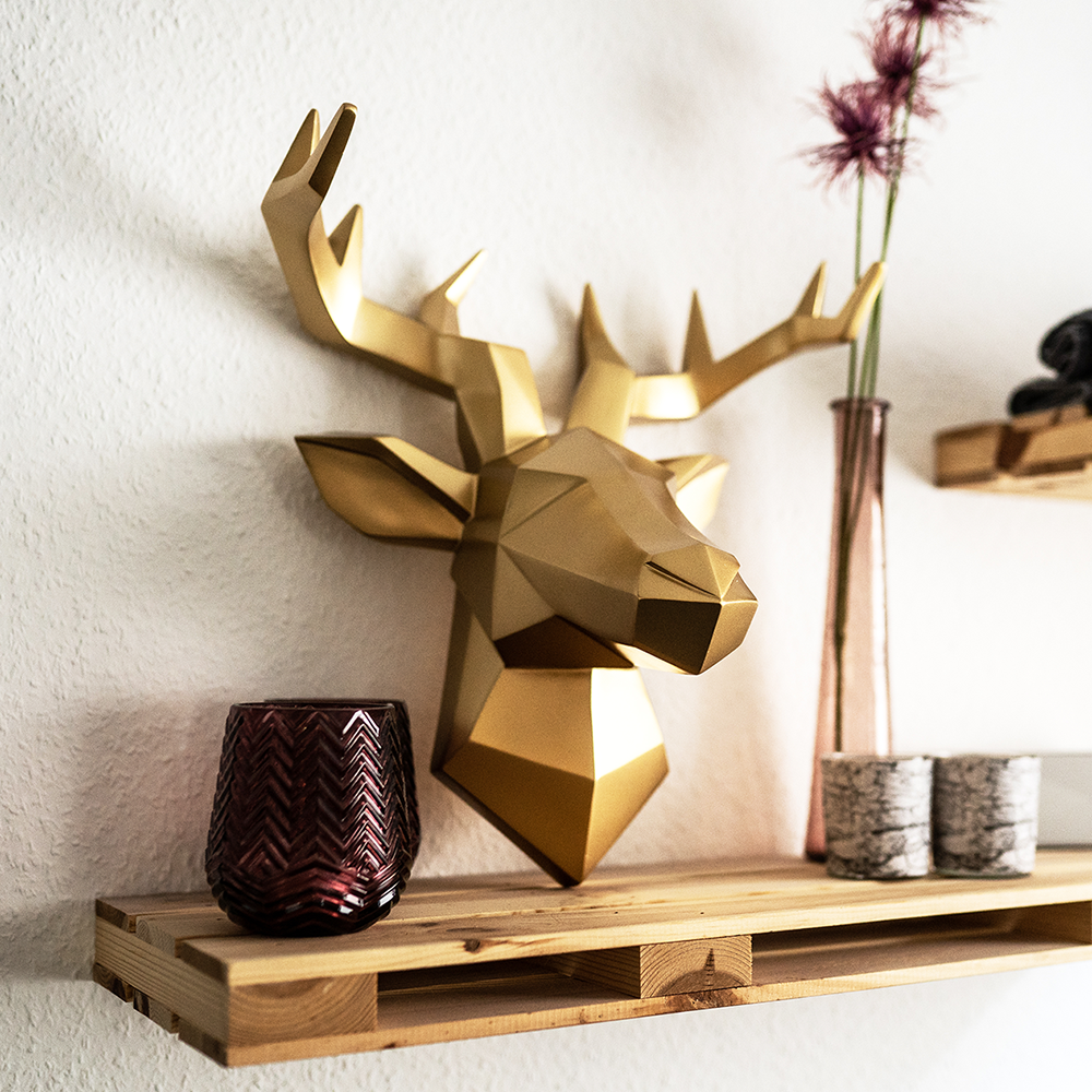 Hirschgeweih Wanddeko | 42 x 41 cm | Gold - Hansmeier