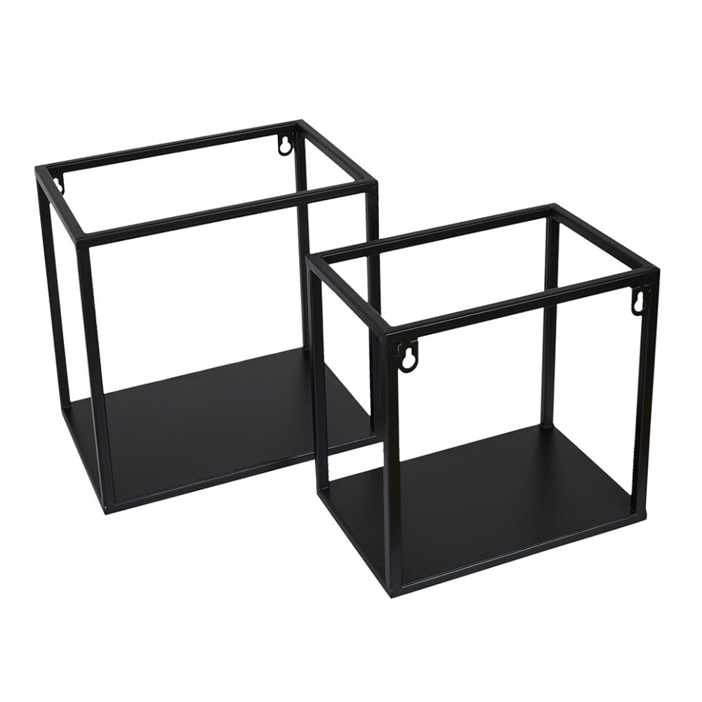 Wandregal aus Metall l Metallregal l 2er Set l Schwarz - Hansmeier