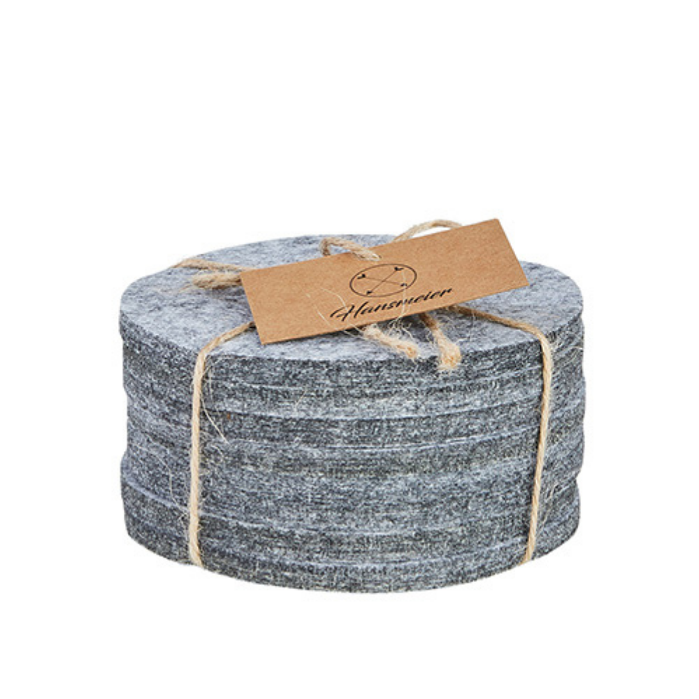 Untersetzer aus Filz | Grau | 8er Set | 10 cm - Hansmeier