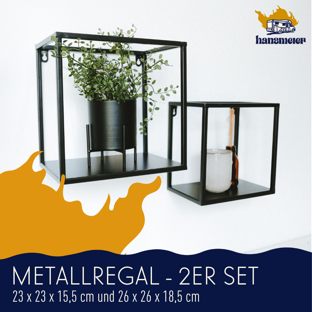 Wandregal aus Metall l Metallregal l 2er Set l Schwarz - Hansmeier