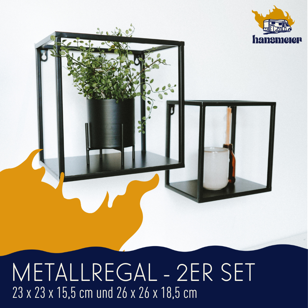 Wandregal aus Metall l Metallregal l 2er Set l Schwarz - Hansmeier 