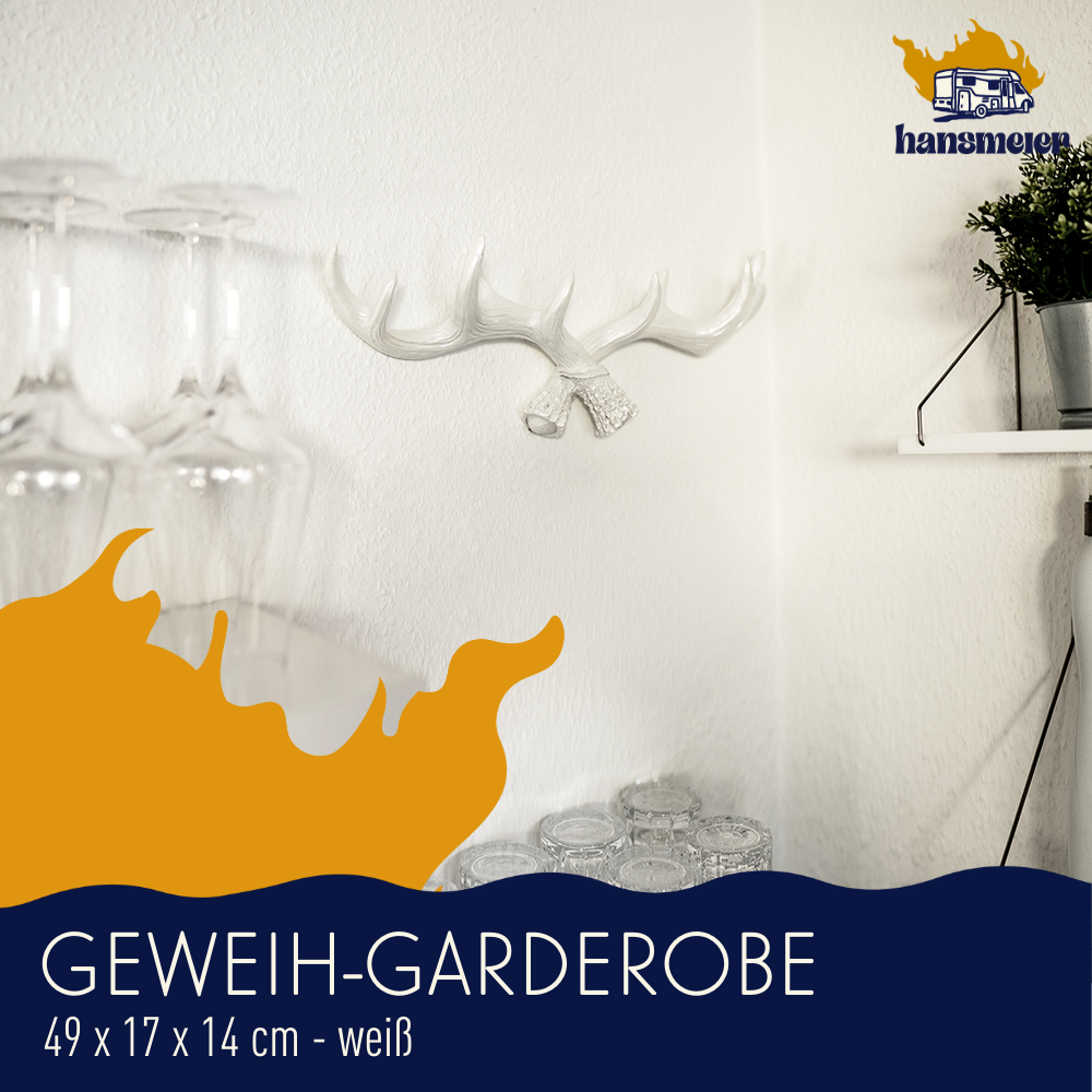Geweih Garderobe | 49 cm | Weiß | Kleiderhaken - Hansmeier