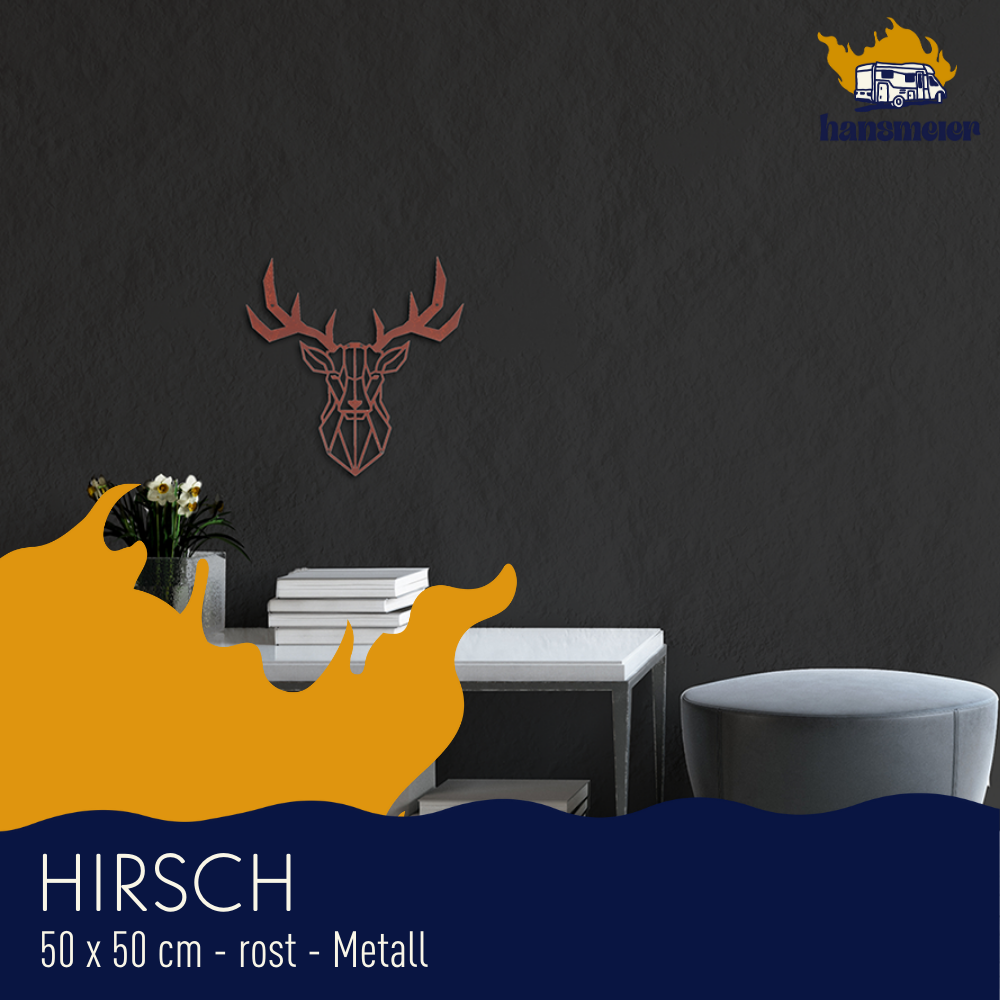 Wanddeko aus Metall | 50 x 50 cm | Rost | Hirsch Geweih - Hansmeier