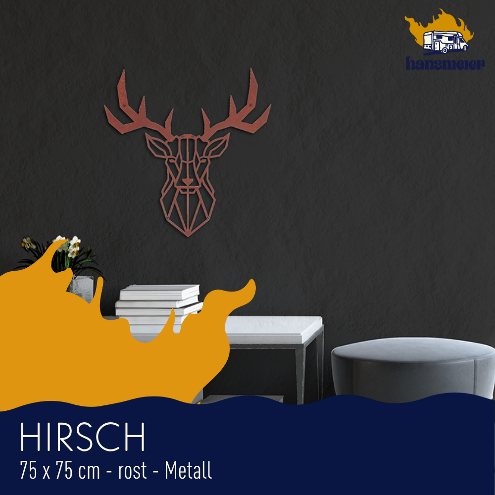 Wanddeko aus Metall | 75 x 75 cm | Rost | Hirsch Geweih - Hansmeier