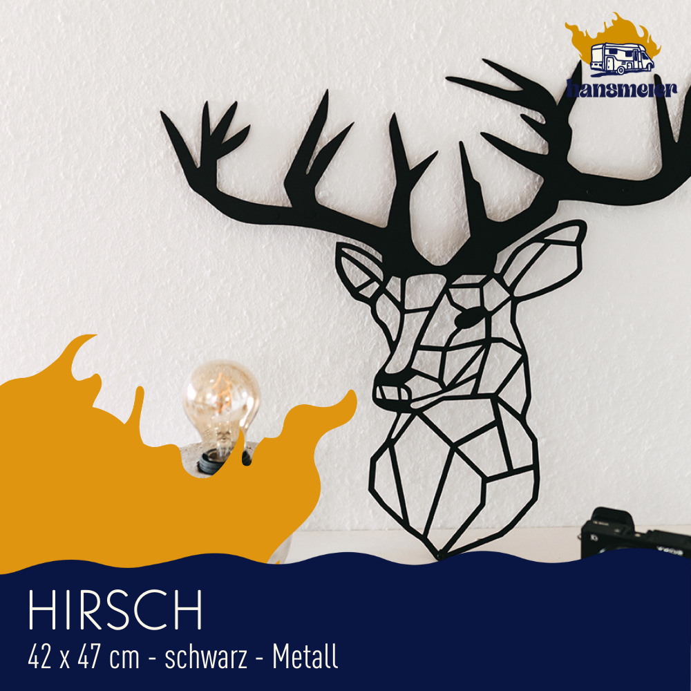 Wanddeko aus Metall | 42 x 47 cm | Hirsch | Metalldeko Industrial - Hansmeier