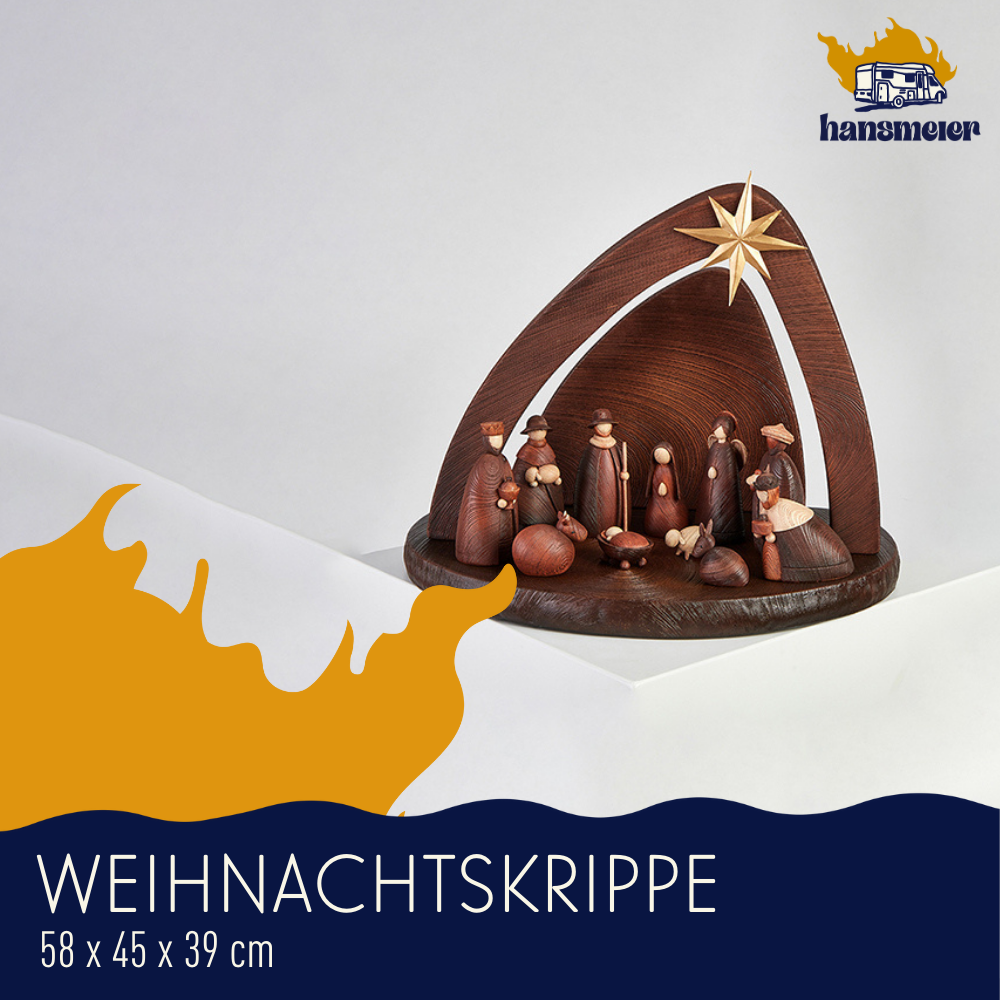 Krippe für Weihnachten | 58x45x39 cm | inkl. Krippenfiguren - Hansmeier