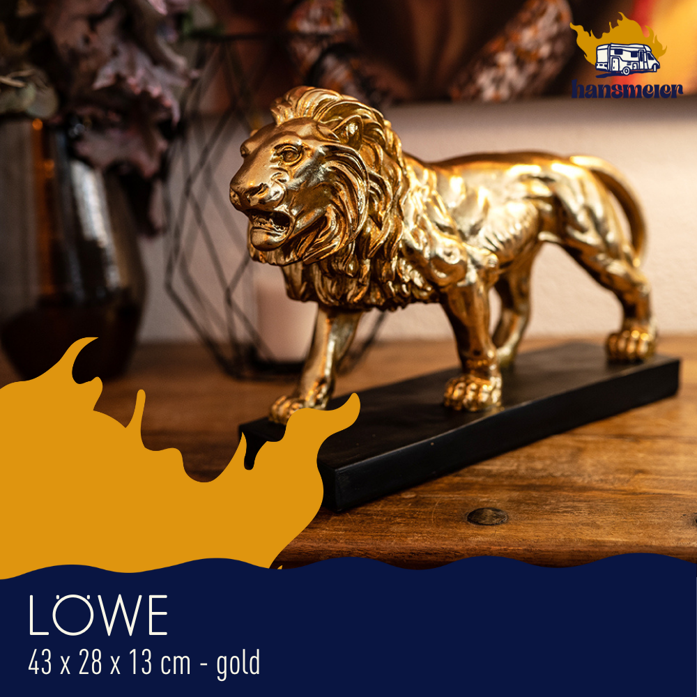 Hansmeier | Löwe Tischdeko Skulptur | 43 x 28 cm | Gold | Löwen Deko - Hansmeier