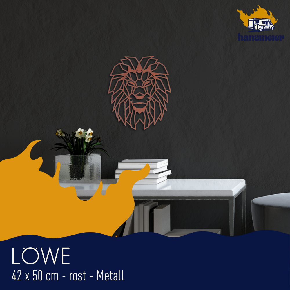 Wanddeko aus Metall | 42 x 50 cm | Löwe Rost - Hansmeier