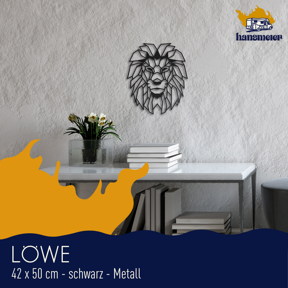 Wanddeko aus Metall | 42 x 50 cm | Löwe Schwarz - Hansmeier