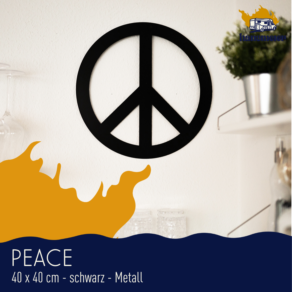 Wanddeko aus Metall | 40 x 40 cm | Peace | Metalldeko Industrial - Hansmeier
