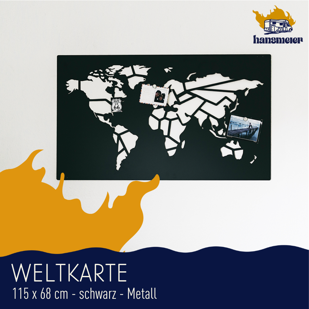 Wanddeko aus Metall | 115x68cm | Weltkarte Worldmap - Hansmeier