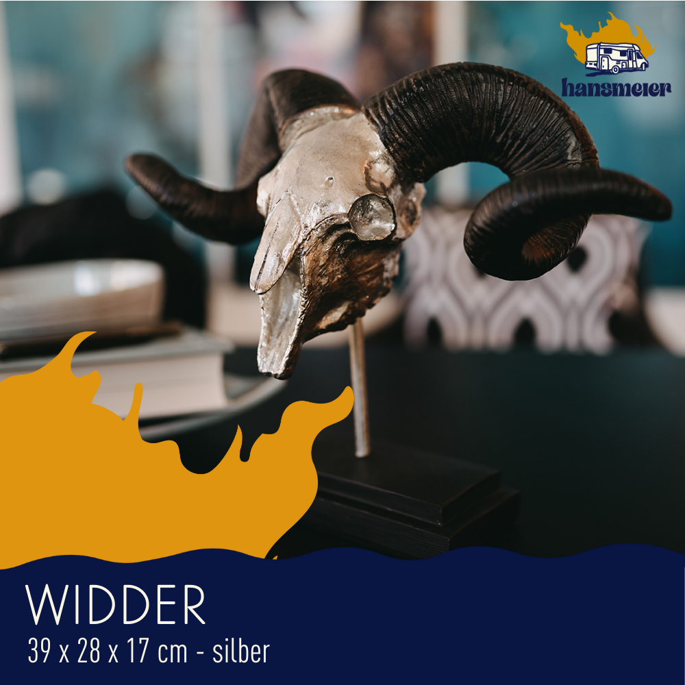 Hansmeier | Widder Tischdeko Skulptur | 39 x 28 cm | Silber | Geweih Deko - Hansmeier