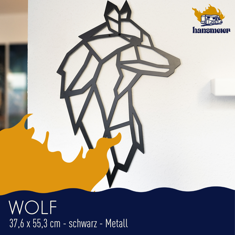 Wanddeko aus Metall | 38 x 55 cm | Wolf | Metalldeko Industrial - Hansmeier