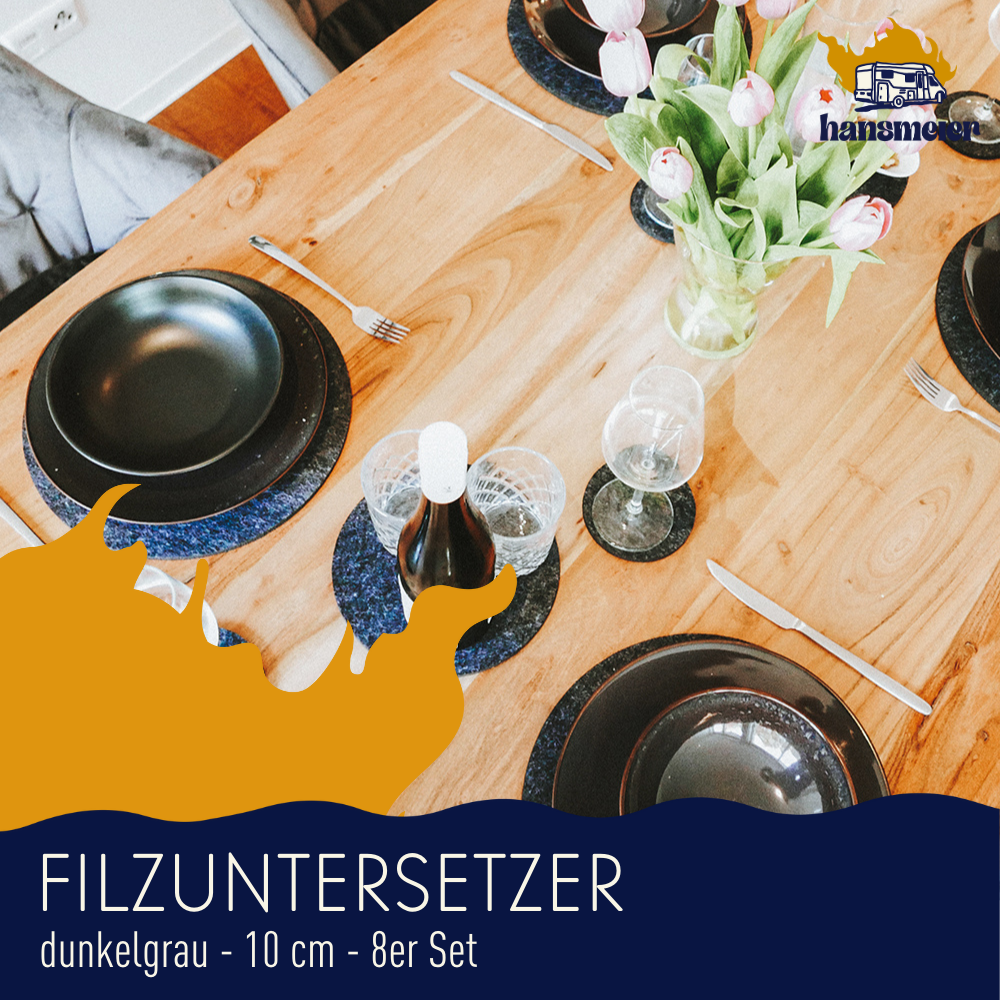 Untersetzer aus Filz | Dunkelgrau | 8er Set | 10 cm Ø - Hansmeier