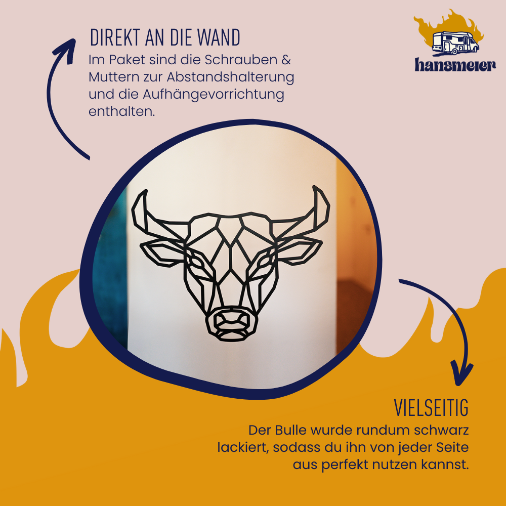 Wand Metalldeko | 50 x 40 cm | Bulle | Metalldeko Industrial - Hansmeier