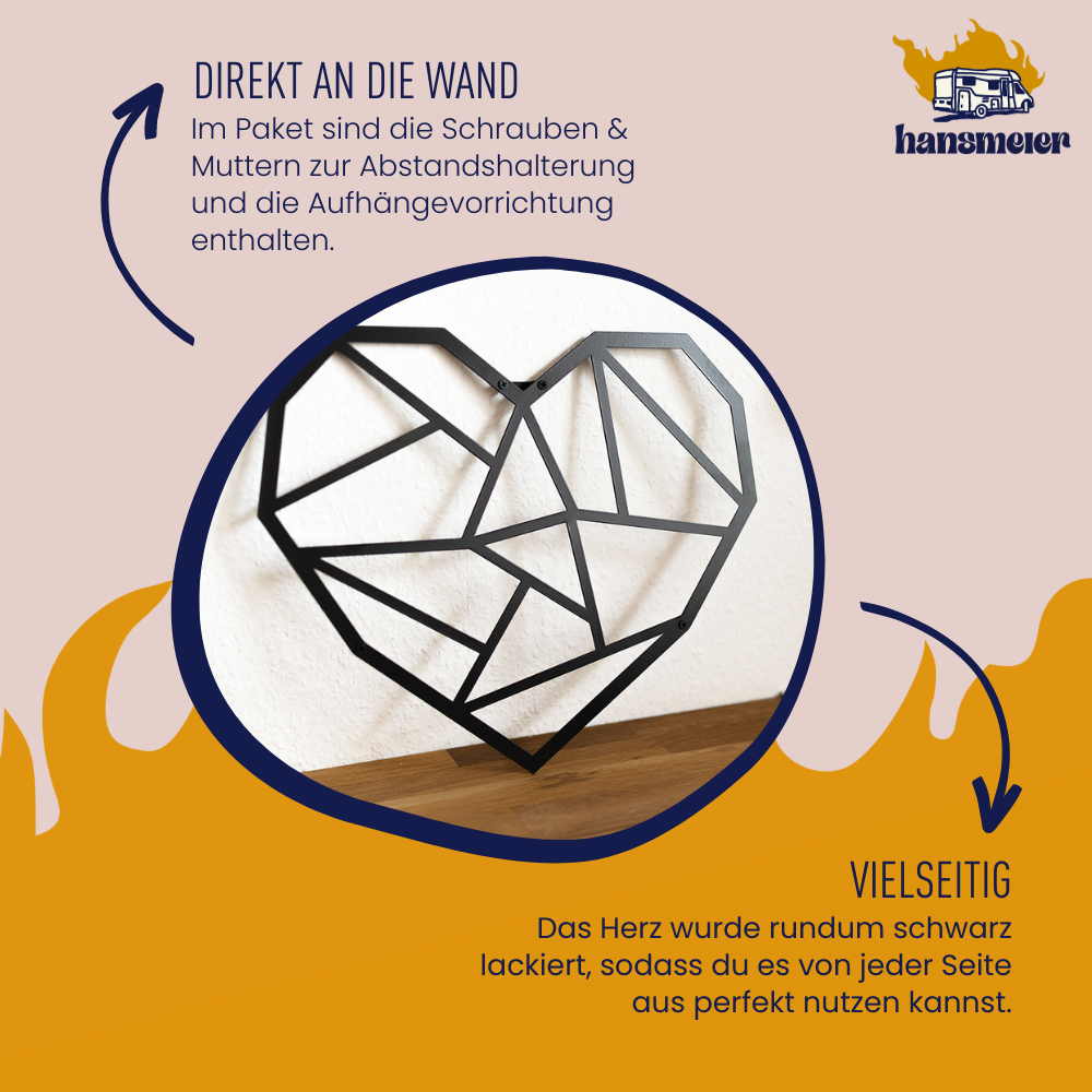 Wanddeko aus Metall | 39 x 33 cm | Herz | Metalldeko Industrial - Hansmeier