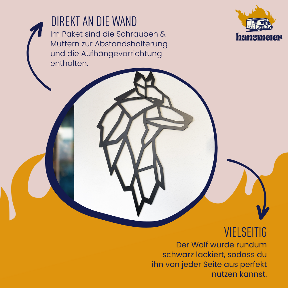 Metall Deko für die Wand | 56 x 81 cm | Wolf XXL | Metall Dekoration - Hansmeier