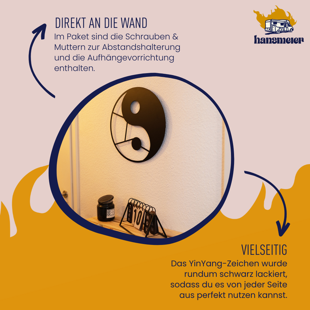 Wanddeko aus Metall | 40 x 40 cm | YingYang | Metalldeko Industrial - Hansmeier