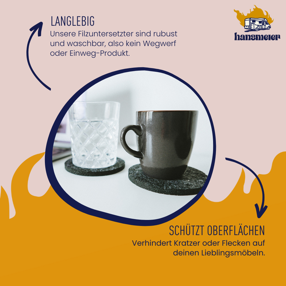 Untersetzer | Dunkelgrau | 4er Set | 10 cm Ø - Hansmeier