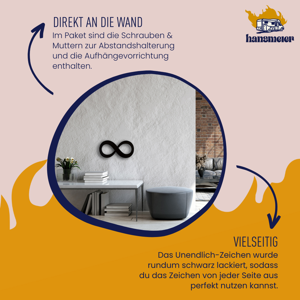 Wanddeko aus Metall | 40 x 20 cm | Unendlich | Metalldeko Industrial - Hansmeier