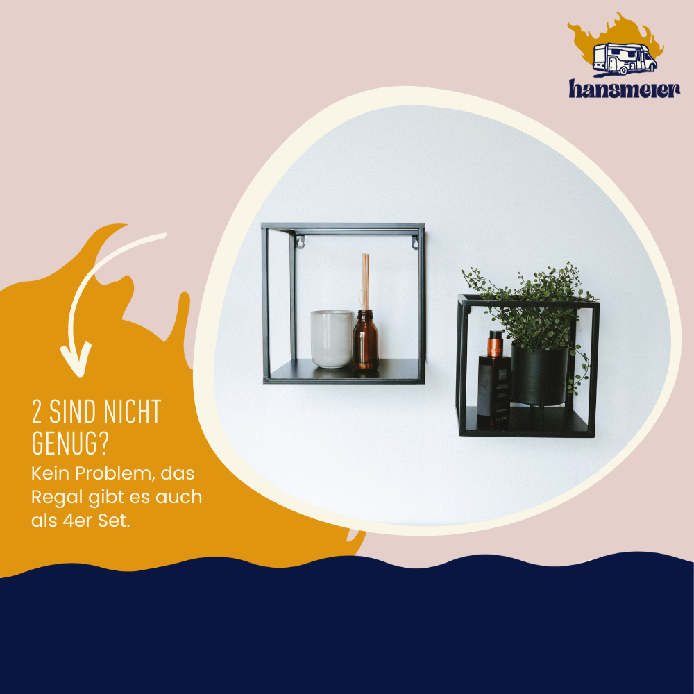 Wandregal aus Metall l Metallregal l 2er Set l Schwarz - Hansmeier