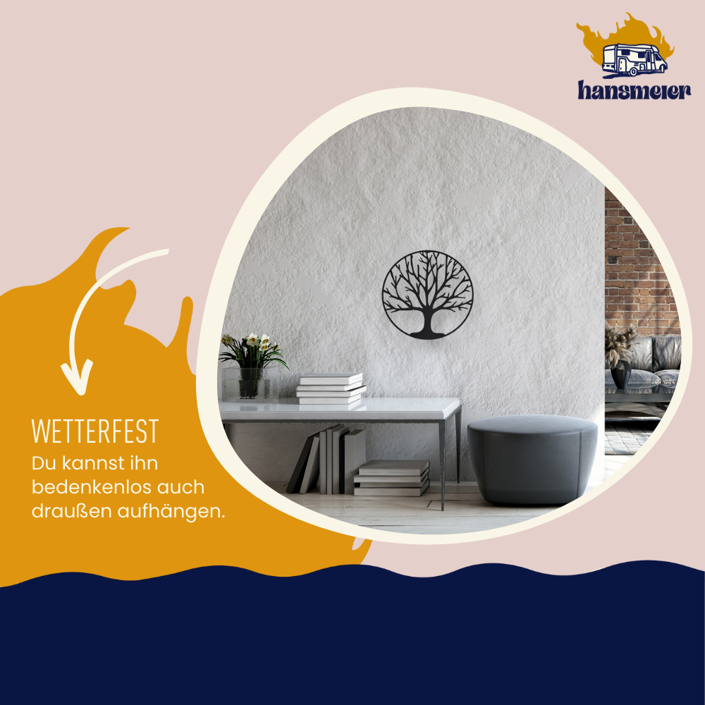 Wanddeko aus Metall | 40x40cm | Baum | Metalldeko Industrial - Hansmeier