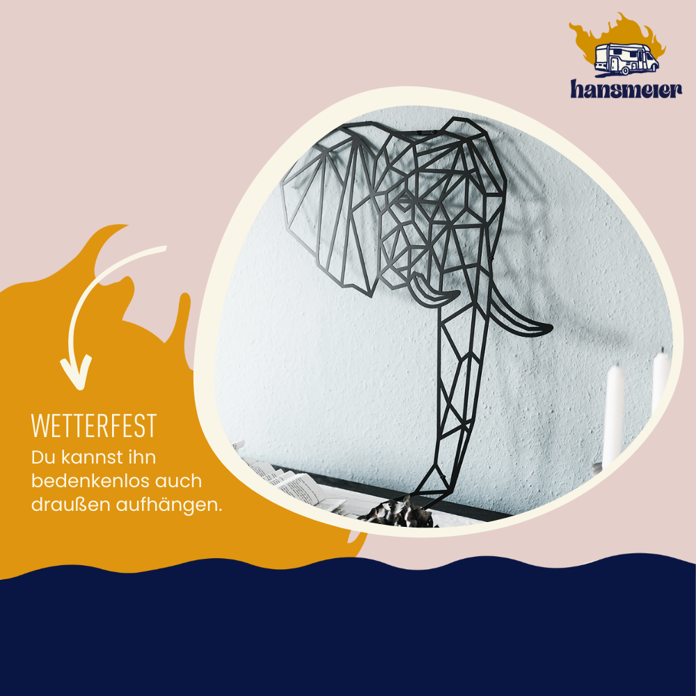 Industrial Deko aus Metall | 70 x 58 cm | Elefant | Metalldeko für die Wand - Hansmeier