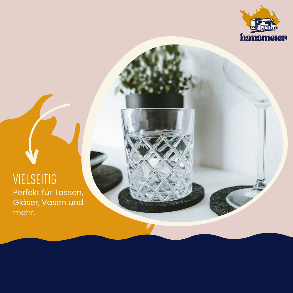 Untersetzer aus Filz | Dunkelgrau | 8er Set | 10 cm Ø - Hansmeier