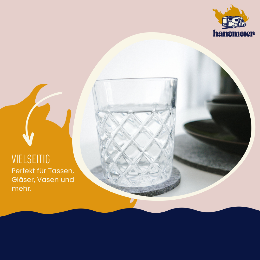 Untersetzer aus Filz | Grau | 8er Set | 10 cm - Hansmeier