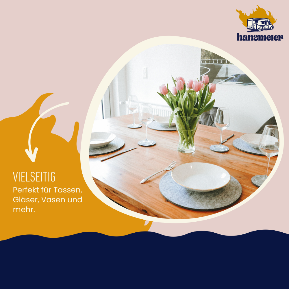 Untersetzer aus Filz | Grau | 2er Set | 30 cm Ø - Hansmeier