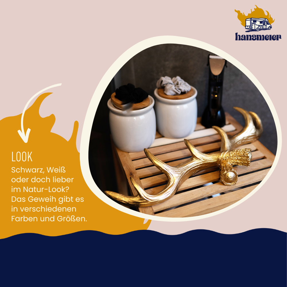 Geweih Garderobe | 49 cm | Gold | Kleiderhaken - Hansmeier