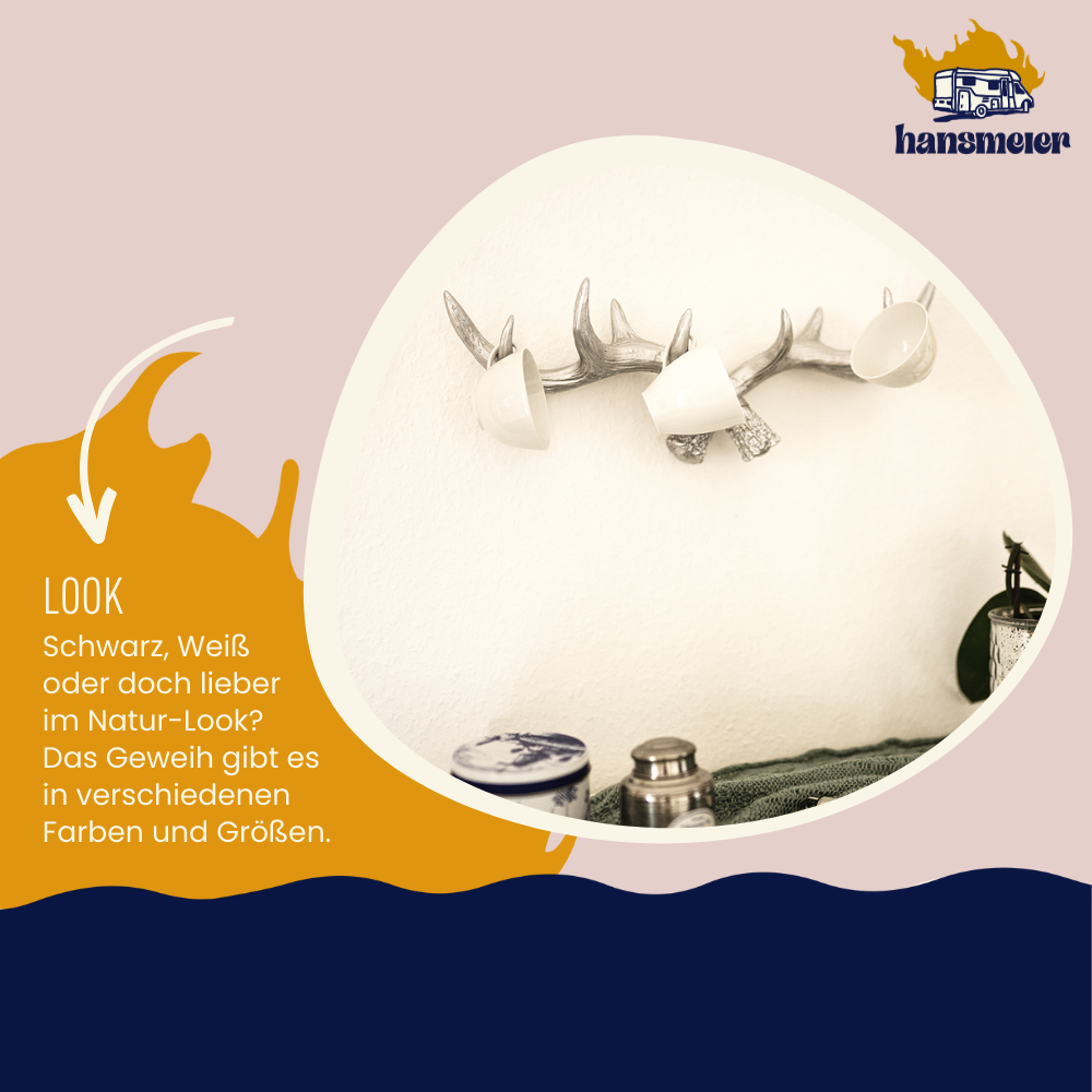 Geweih Garderobe | 49 cm | Silber | Kleiderhaken - Hansmeier