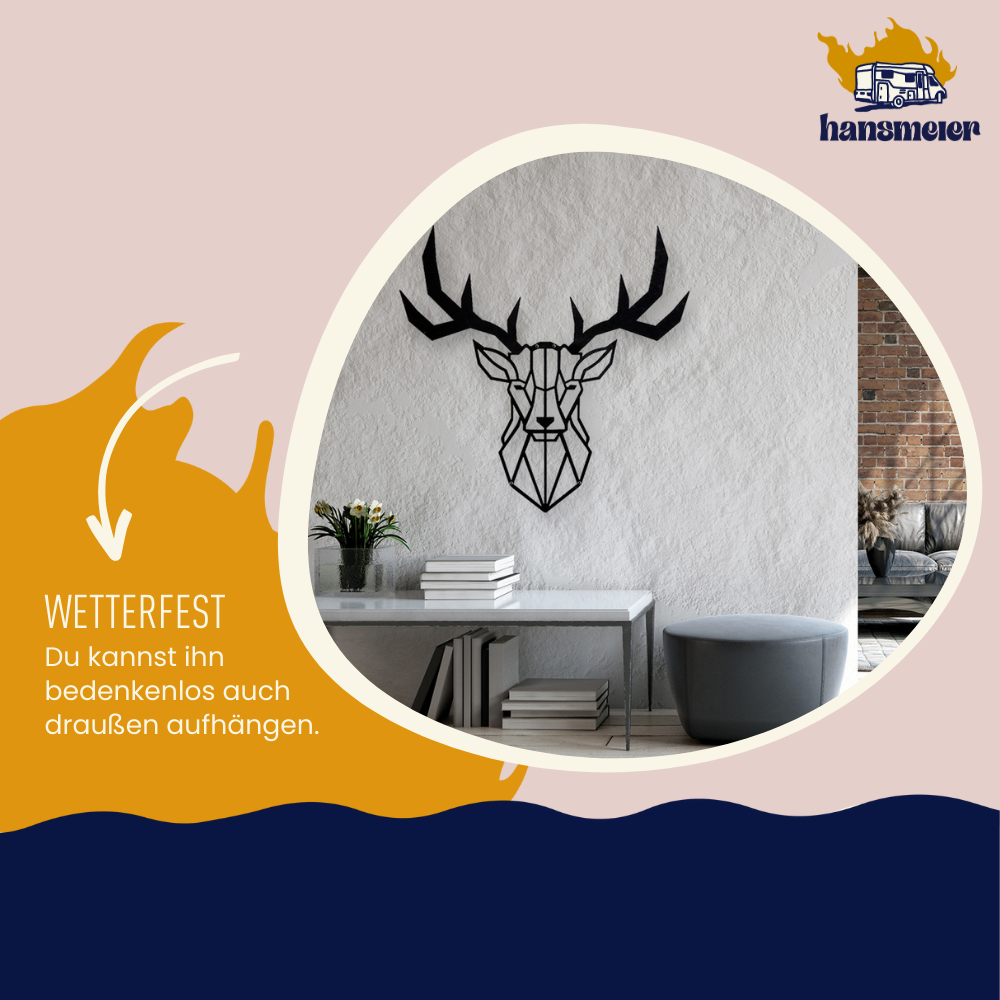 Wanddeko aus Metall | 100 x 100 cm | Hirschkopf Geweih - Hansmeier