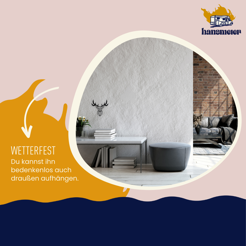 Wanddeko aus Metall | 30 x 30 cm Schwarz | Hirschkopf Geweih - Hansmeier