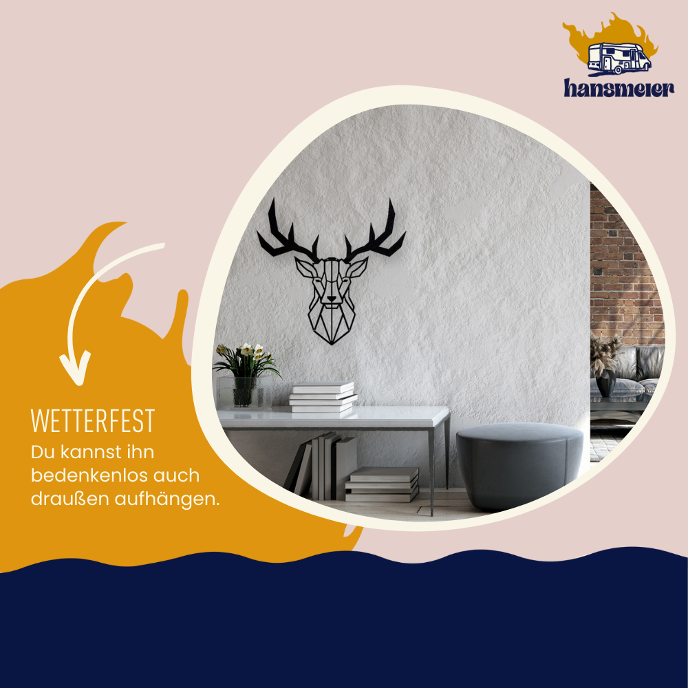 Wanddeko aus Metall | 75 x 75 cm | Hirschkopf Geweih - Hansmeier