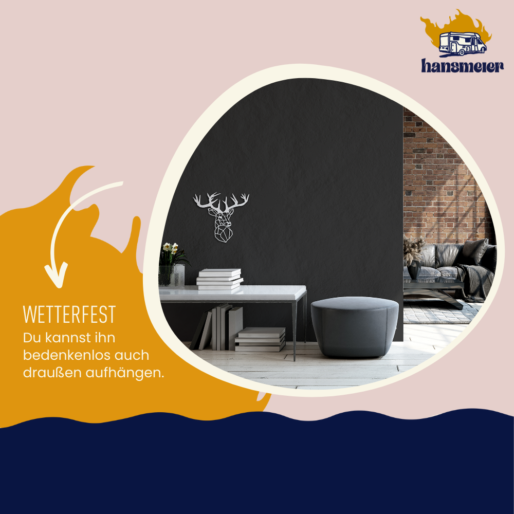 Wanddeko aus Metall | 42 x 47 cm | Hirsch Silber - Hansmeier