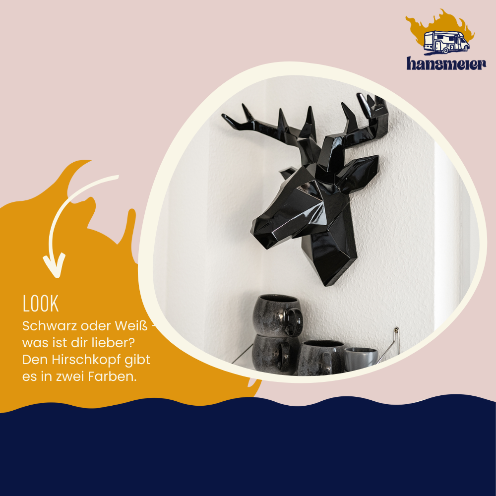 Hirsch Wanddeko Skulptur Schwarz - 42x41cm - Hansmeier