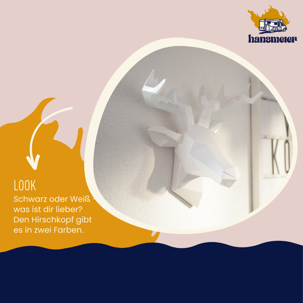 Hirschgeweih Wanddeko | 42 x 41 cm | Weiß - Hansmeier