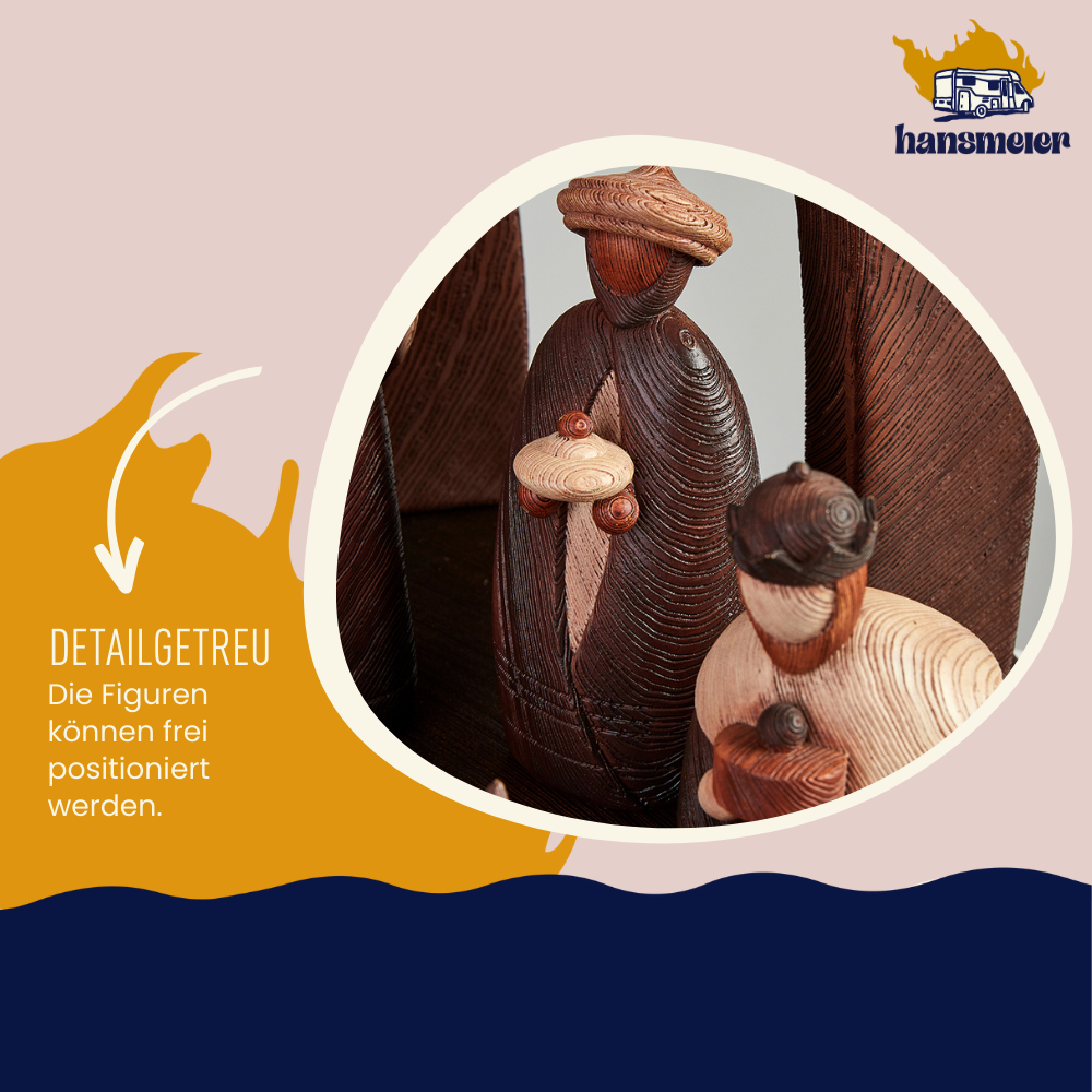 Krippe für Weihnachten | 58x45x39 cm | inkl. Krippenfiguren - Hansmeier