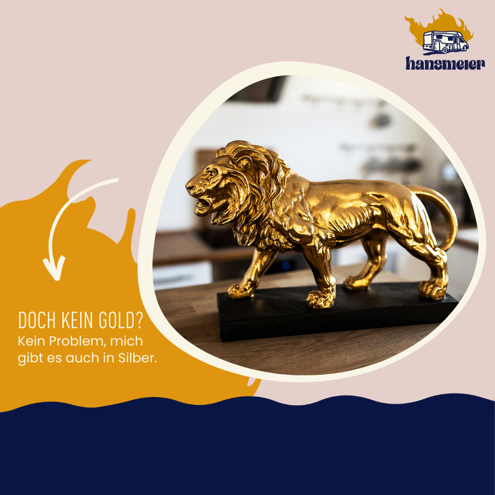 Hansmeier | Löwe Tischdeko Skulptur | 43 x 28 cm | Gold | Löwen Deko - Hansmeier