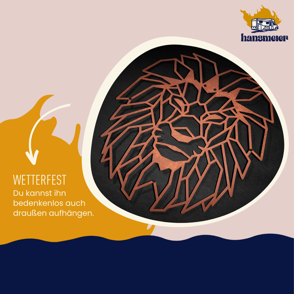 Wanddeko aus Metall | 42 x 50 cm | Löwe Rost - Hansmeier