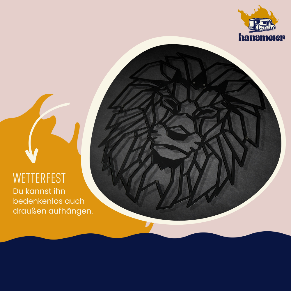 Wanddeko aus Metall | 42 x 50 cm | Löwe Schwarz - Hansmeier