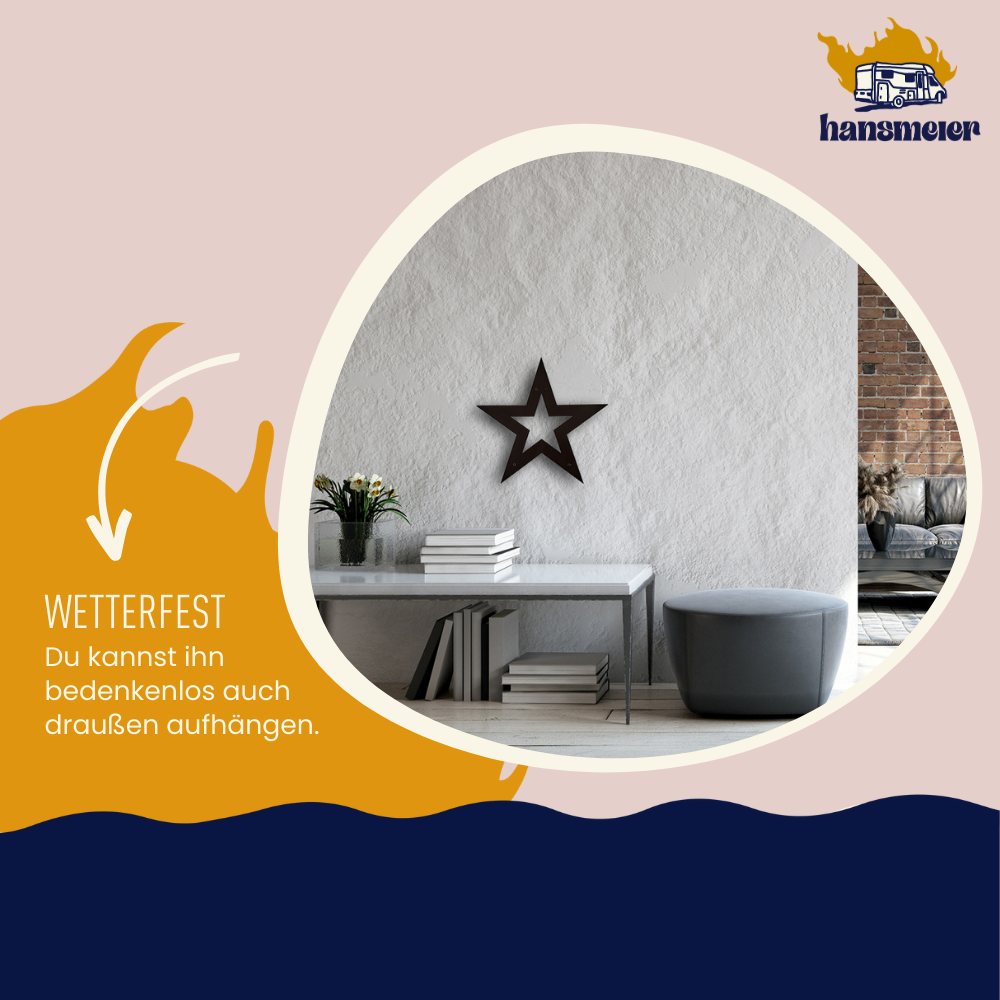 Wanddeko aus Metall | 37 x 39 cm | Stern | Metalldeko Industrial - Hansmeier
