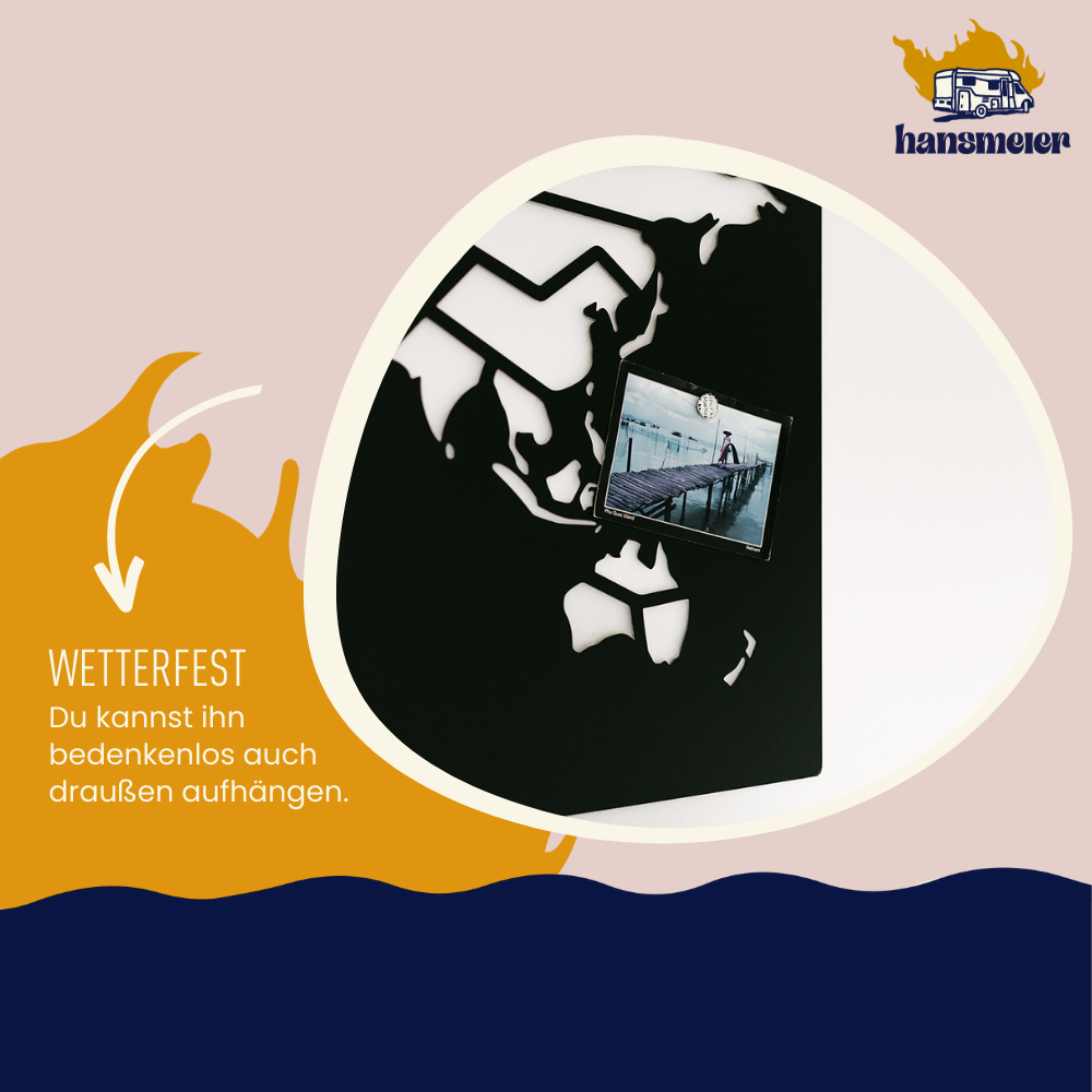 Wanddeko aus Metall | 115x68cm | Weltkarte Worldmap - Hansmeier