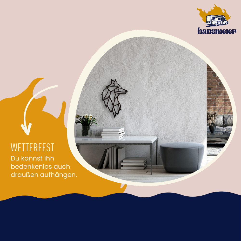 Wanddeko aus Metall | 38 x 55 cm | Wolf | Metalldeko Industrial - Hansmeier