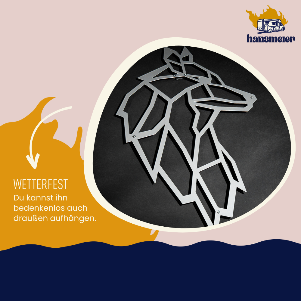Wanddeko aus Metall | 38 x 55 cm | Wolf Silber - Hansmeier